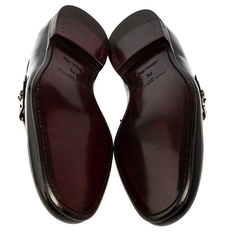 Pre Owned Louis Vuitton Black Patent Leather Hockenheim Slip On Loafers Size 41.5