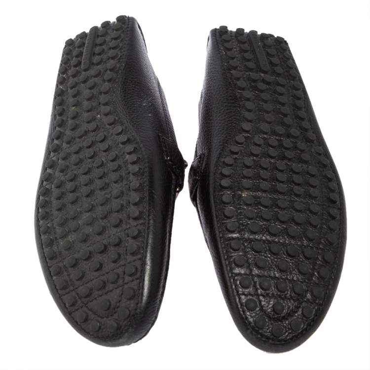 Pre Owned Louis Vuitton Black Leather Hockenheim Driver Loafers Size 41.5