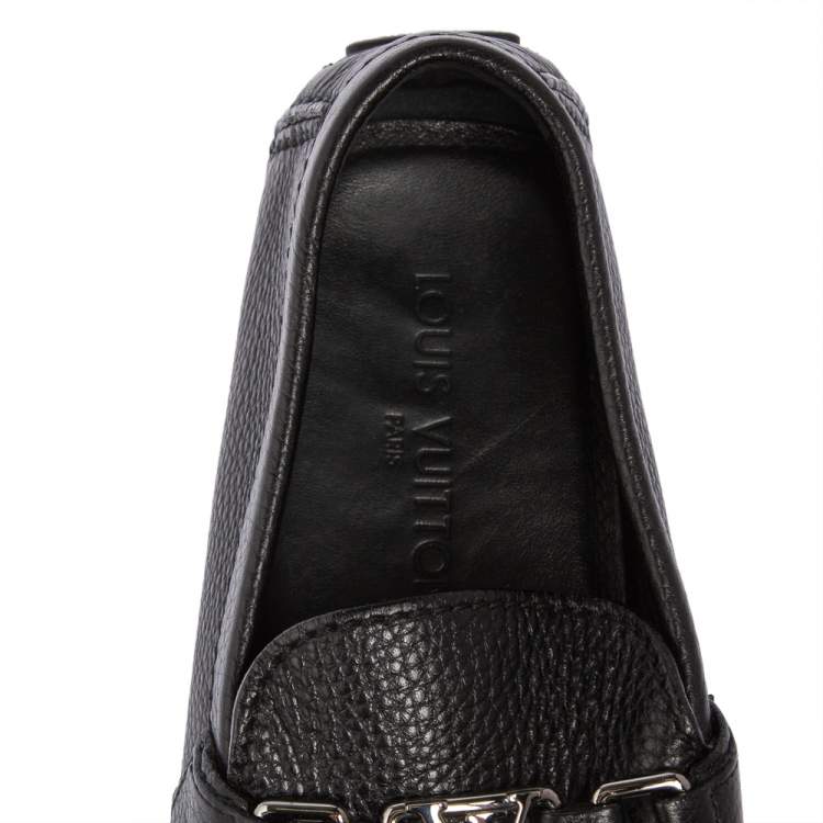 Pre Owned Louis Vuitton Black Leather Hockenheim Driver Loafers Size 41.5