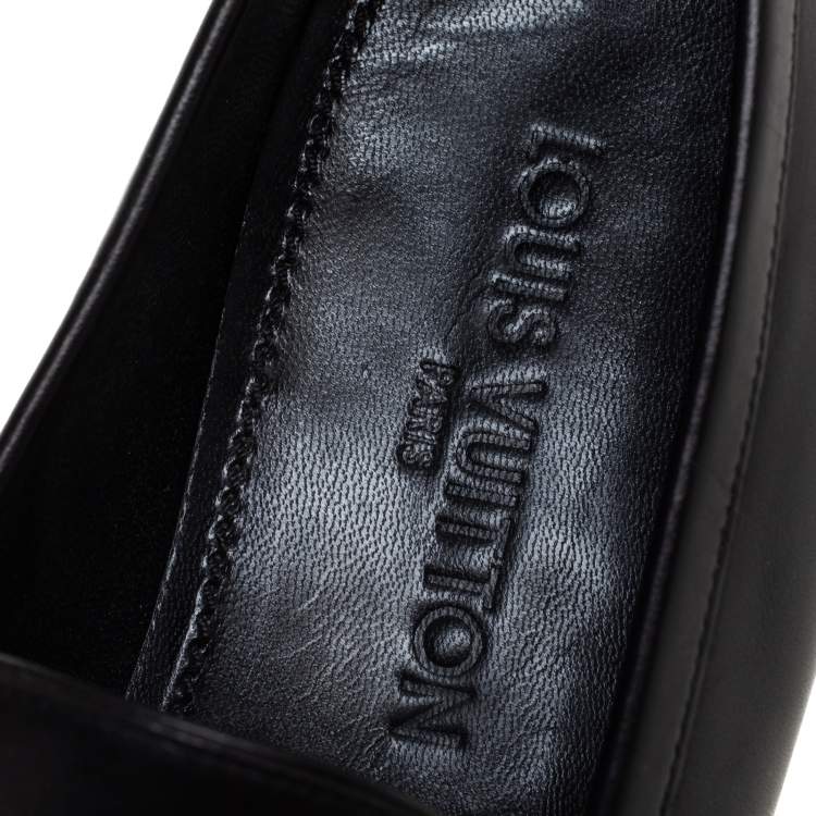Pre Owned Louis Vuitton Black Leather Santiago Loafers Size 41.5