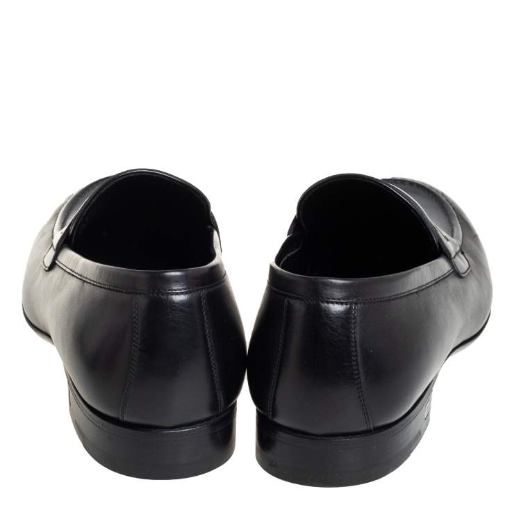 Pre Owned Louis Vuitton Black Leather Santiago Loafers Size 41.5