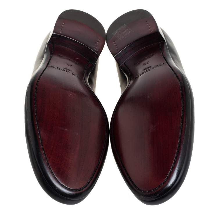 Pre Owned Louis Vuitton Black Leather Santiago Loafers Size 41.5