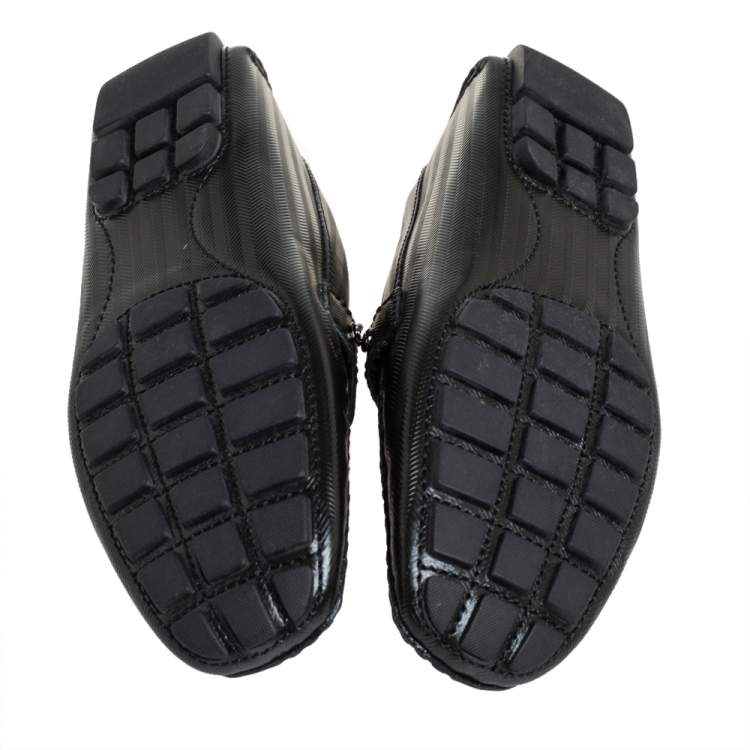 Pre Owned Louis Vuitton Black Textured Leather Monte Carlo Slip On Loafers Size 41.5 