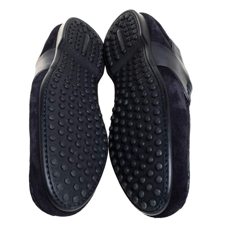 Pre Owned Louis Vuitton Navy Blue Suede Penny Loafers Size 41