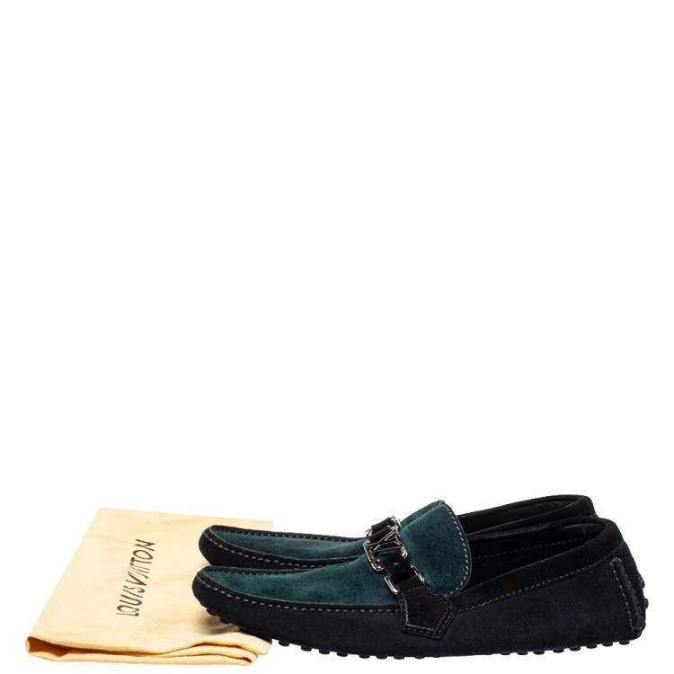 Pre Owned Louis Vuitton Tricolor Suede Hockenheim Slip On Loafers Size 41.5