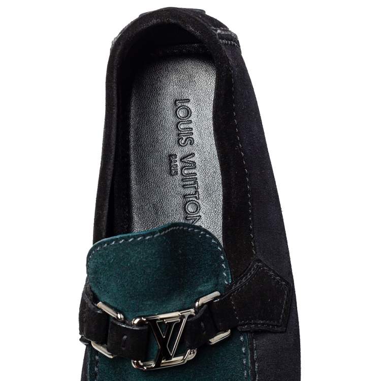 Pre Owned Louis Vuitton Tricolor Suede Hockenheim Slip On Loafers Size 41.5