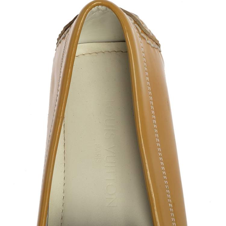 Pre Owned Louis Vuitton Yellow Patent Leather Lombok Driving Loafers Size 40.5
