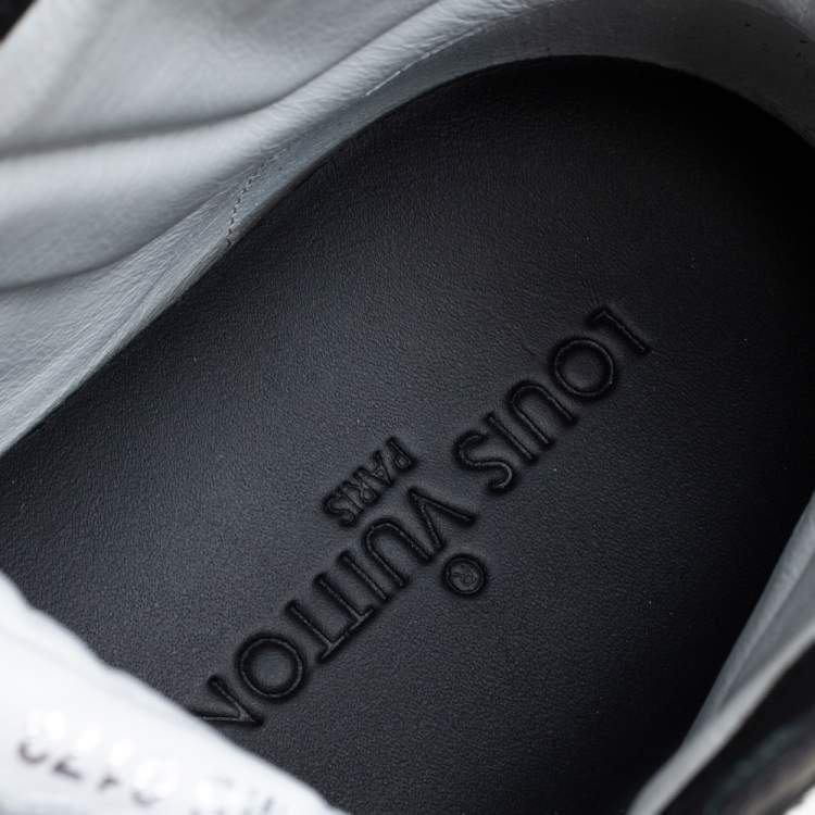 Pre Owned Louis Vuitton Black Leather And Camouflage Print Calf Hair High Top Sneakers Size 43