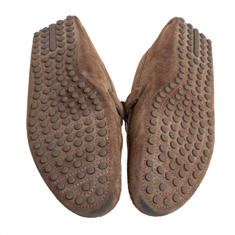 Pre Owned Louis Vuitton Brown Suede Hockenheim Loafers Size 43.5