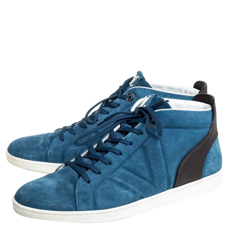 Pre Owned Louis Vuitton Blue/Black Suede And Leather Fuselage High Top Sneakers Size 43.5 