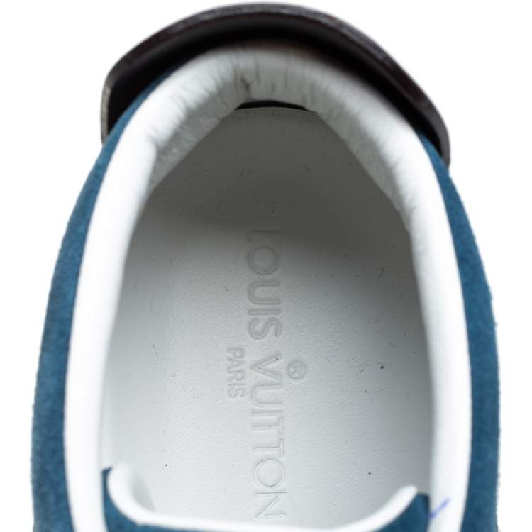 Pre Owned Louis Vuitton Blue/Black Suede And Leather Fuselage High Top Sneakers Size 43.5 
