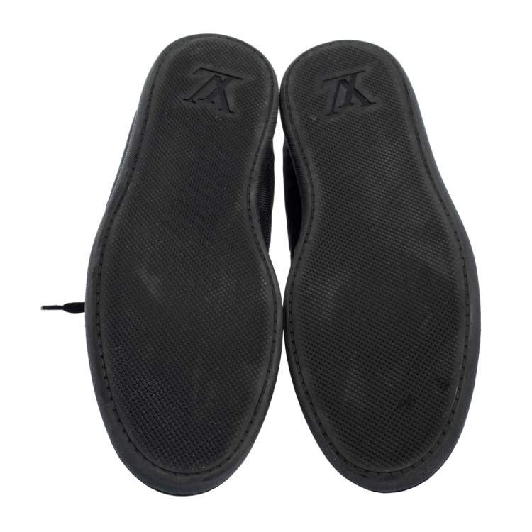 Pre Owned Louis Vuitton Graphite Damier Nylon And Black Leather Cap Toe Low Top Sneakers Size 42.5