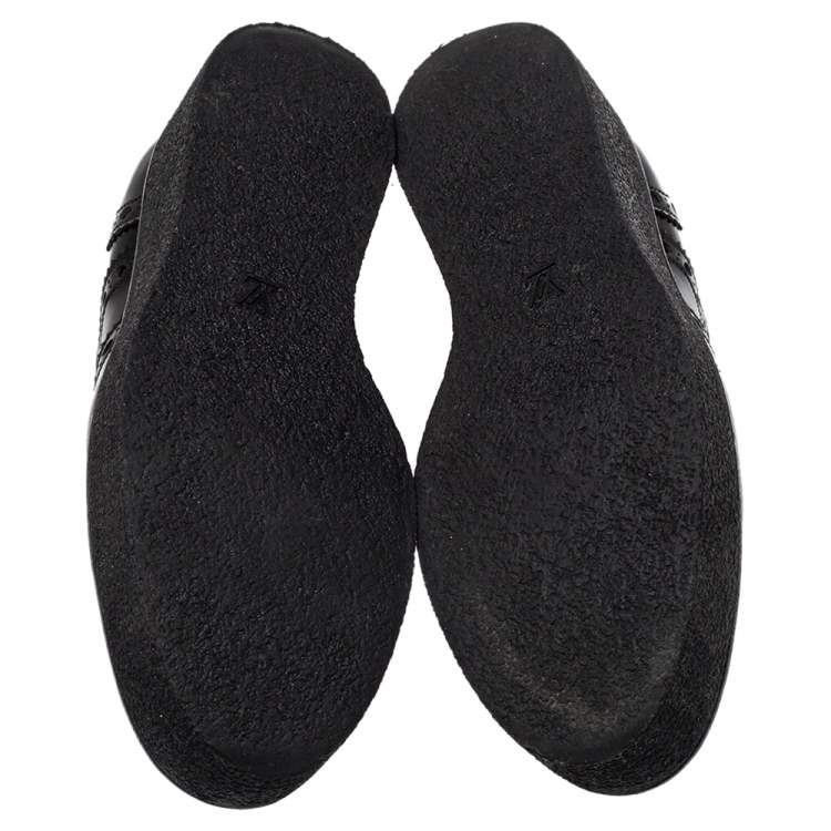 Pre Owned Louis Vuitton Black Brogue Leather Platform Derby Size 38.5
