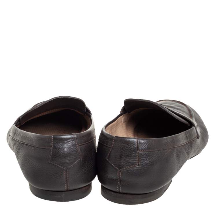 Pre Owned Louis Vuitton Brown Leather Slip On Loafers Size 42