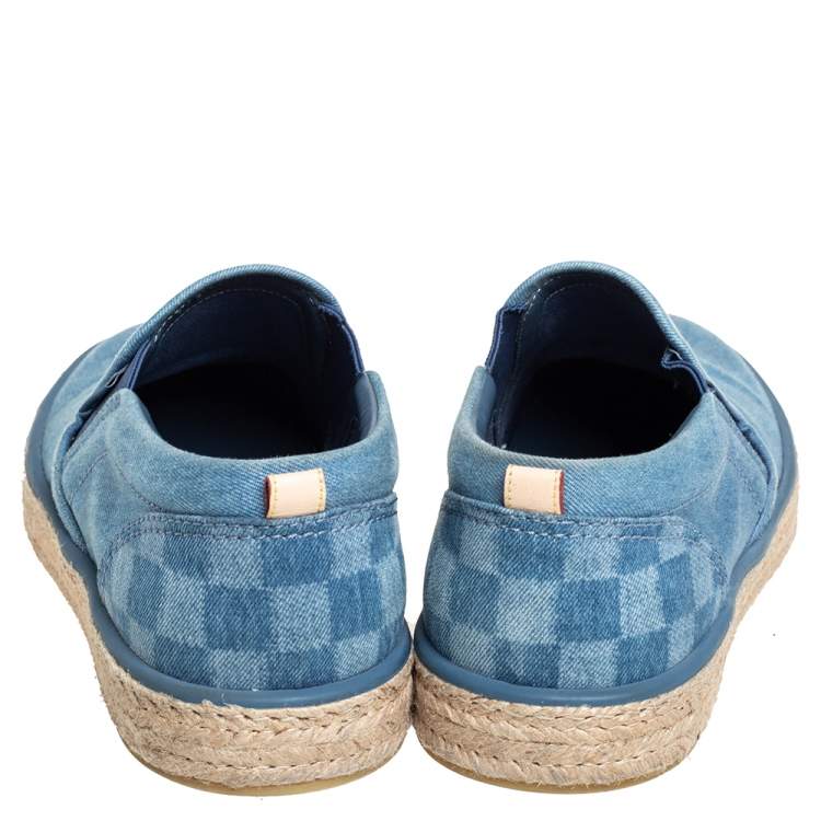 Pre Owned Louis Vuitton Blue Denim Slip On Espadrille Sneakers Size 44