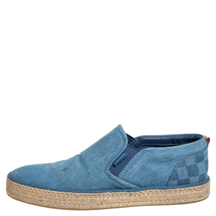 Pre Owned Louis Vuitton Blue Denim Slip On Espadrille Sneakers Size 44