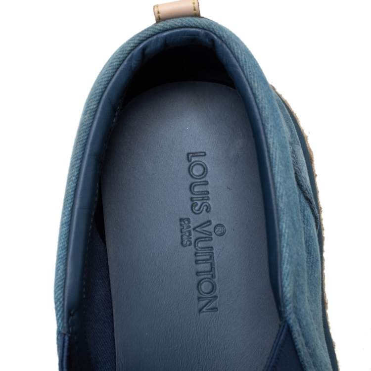 Pre Owned Louis Vuitton Blue Denim Slip On Espadrille Sneakers Size 44