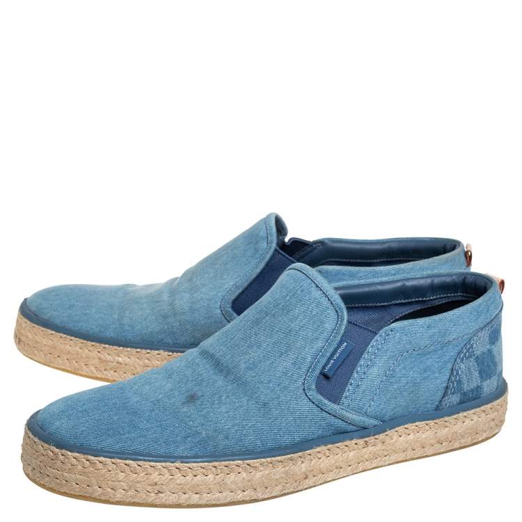 Pre Owned Louis Vuitton Blue Denim Slip On Espadrille Sneakers Size 44