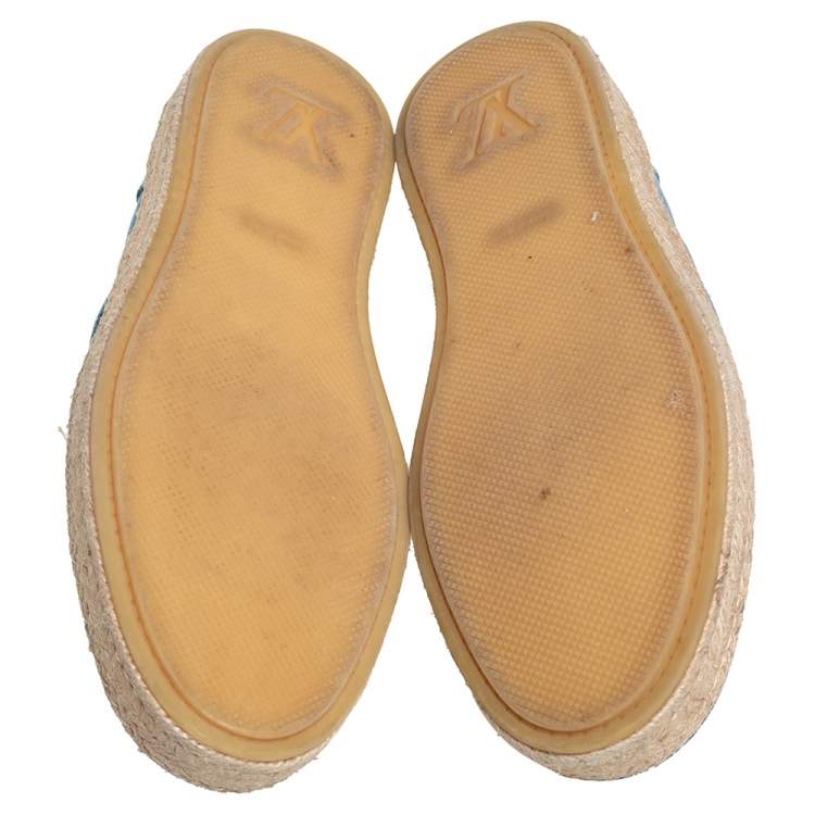 Pre Owned Louis Vuitton Blue Denim Slip On Espadrille Sneakers Size 44