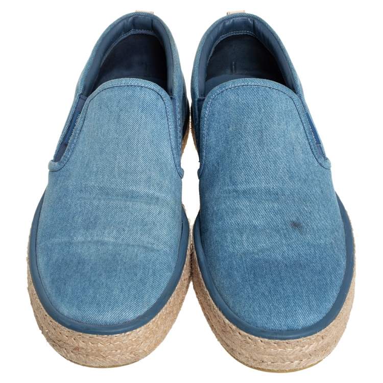 Pre Owned Louis Vuitton Blue Denim Slip On Espadrille Sneakers Size 44