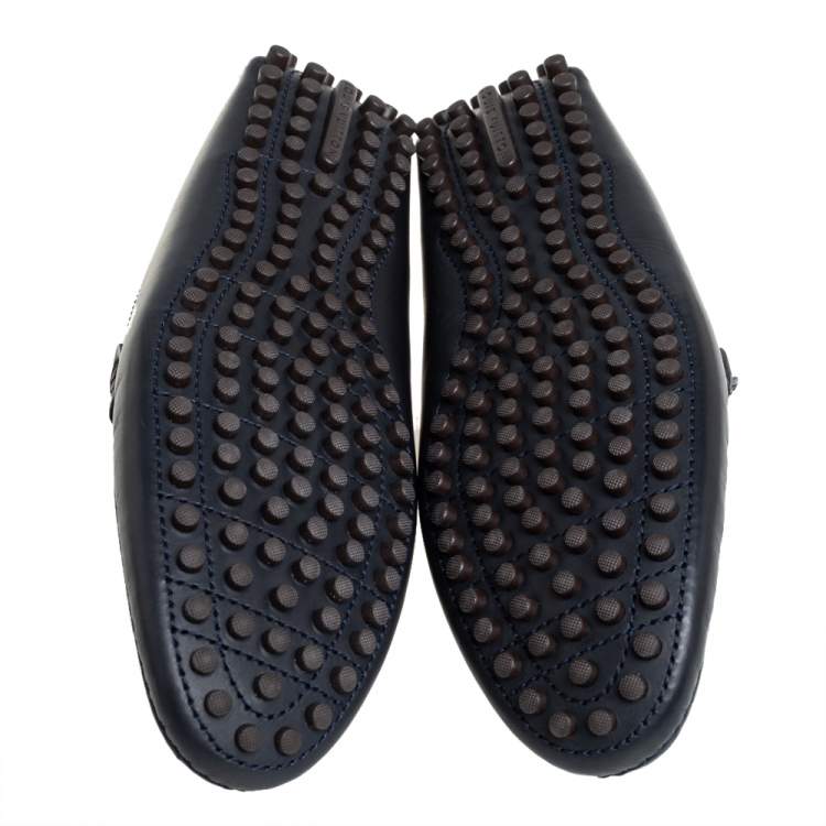 Pre Owned Louis Vuitton Black Leather LV Club Slip On Loafers Size 41
