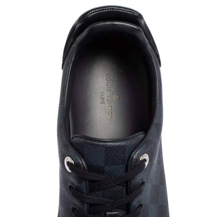 Pre Owned Louis Vuitton Damier Cobalt Canvas Frontrow Low Top Sneakers Size 43.5