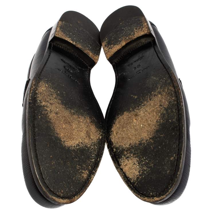 Pre Owned Louis Vuitton Navy Blue Epi Leather Major Slip On Loafers Size 44