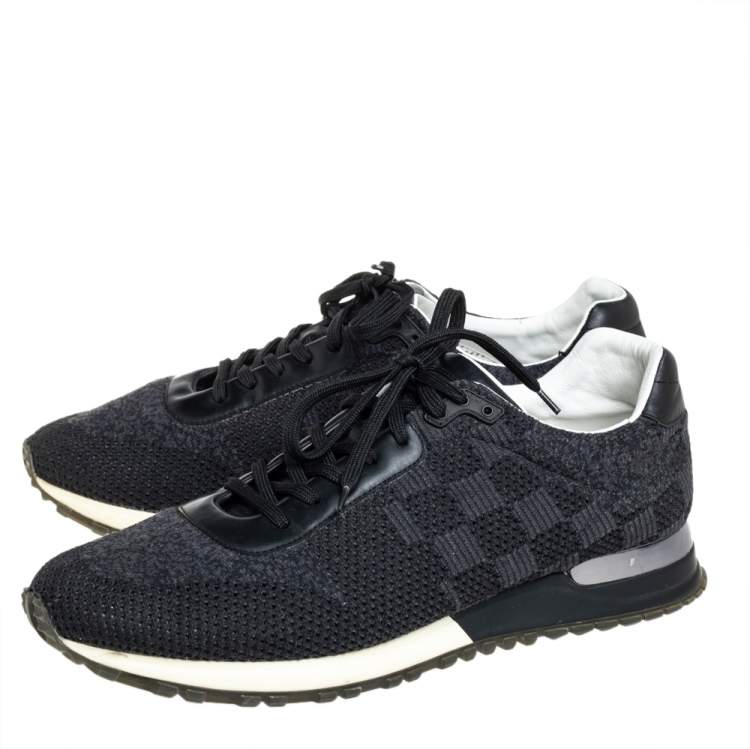 Pre Owned Louis Vuitton Black Damier Mesh And Leather Run Away Sneakers Size 41.5