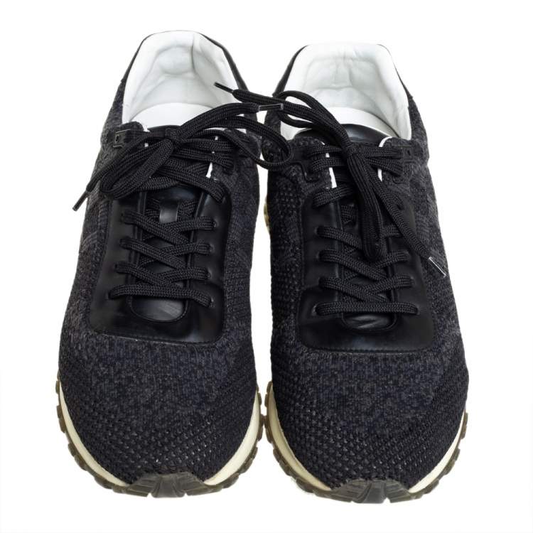 Pre Owned Louis Vuitton Black Damier Mesh And Leather Run Away Sneakers Size 41.5