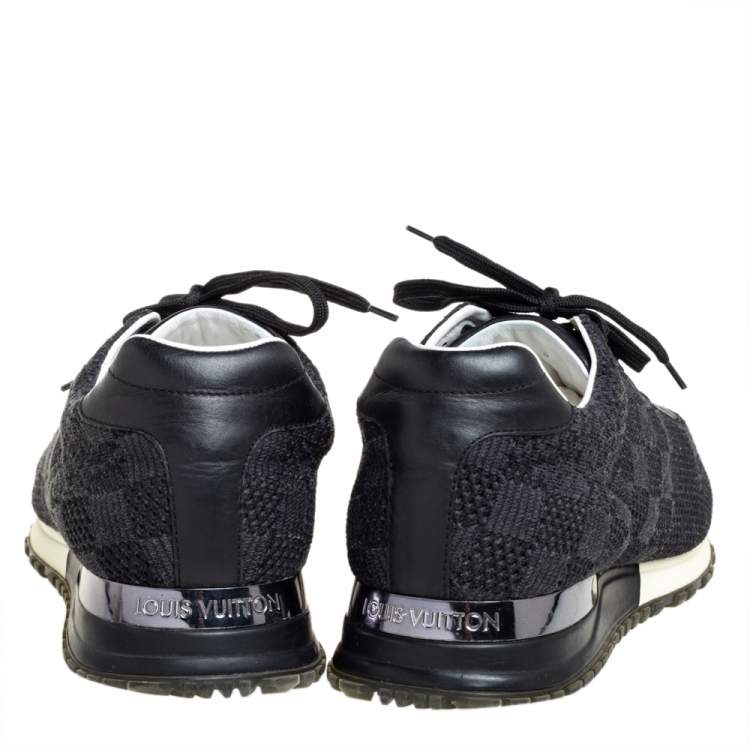 Pre Owned Louis Vuitton Black Damier Mesh And Leather Run Away Sneakers Size 41.5