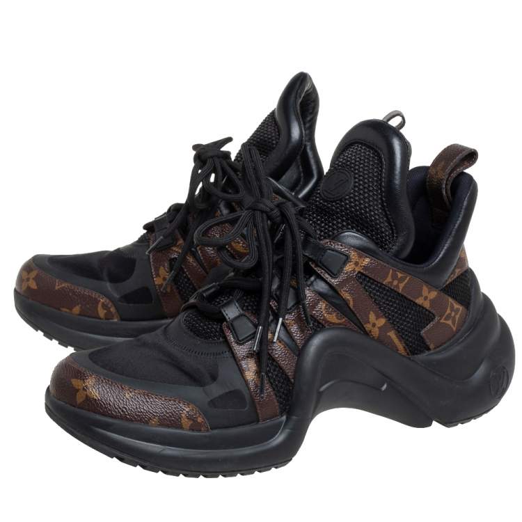 Pre Owned Louis Vuitton Black/Brown Mesh And Monogram Canvas Archlight Low Top Sneakers Size 42