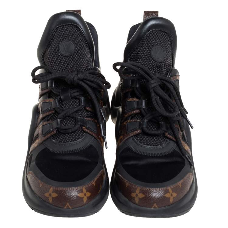 Pre Owned Louis Vuitton Black/Brown Mesh And Monogram Canvas Archlight Low Top Sneakers Size 42