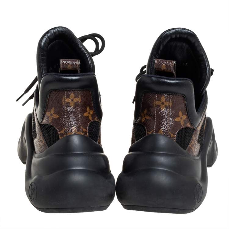 Pre Owned Louis Vuitton Black/Brown Mesh And Monogram Canvas Archlight Low Top Sneakers Size 42