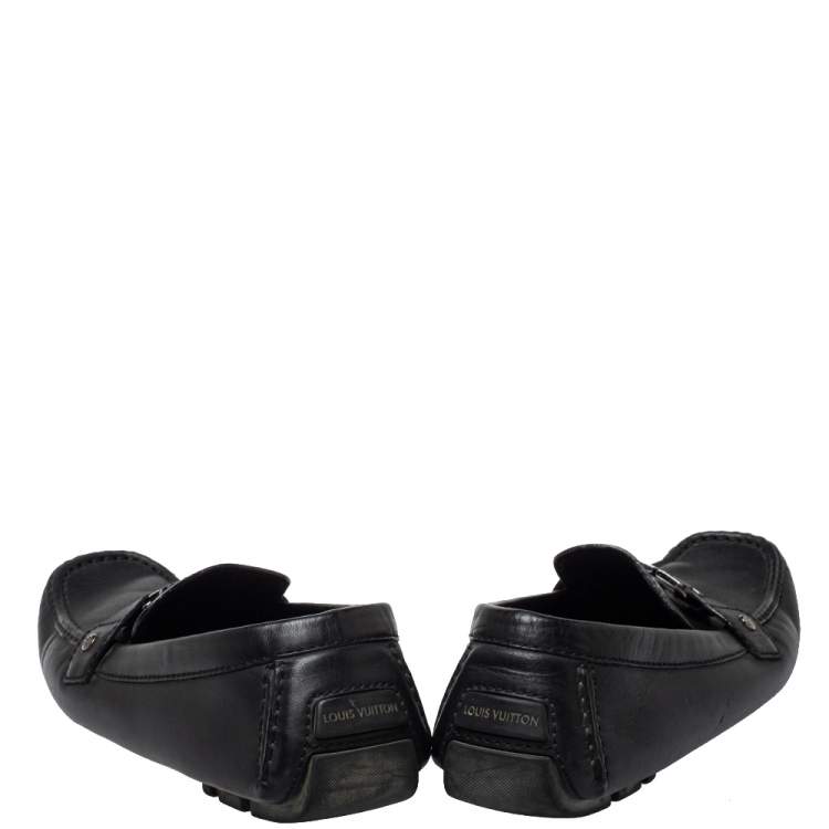 مملوكة مسبقًا Louis Vuitton Black Leather Monte Carlo Slip On Loafers Size 44