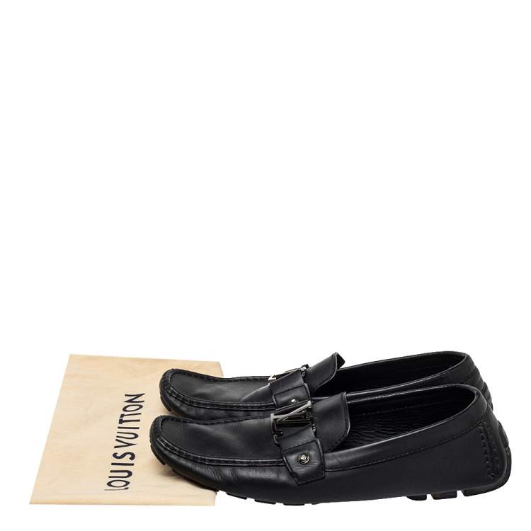 مملوكة مسبقًا Louis Vuitton Black Leather Monte Carlo Slip On Loafers Size 44