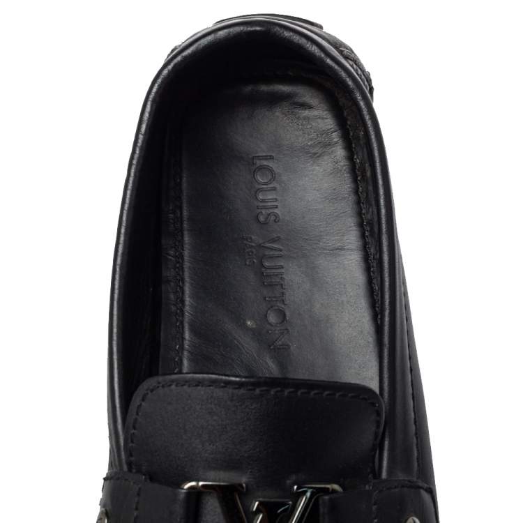 مملوكة مسبقًا Louis Vuitton Black Leather Monte Carlo Slip On Loafers Size 44