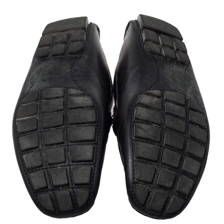 مملوكة مسبقًا Louis Vuitton Black Leather Monte Carlo Slip On Loafers Size 44