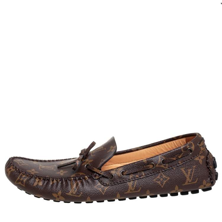 Louis Vuitton Brown Damier Canvas and Leather Major Loafers Size 43 at  1stDibs
