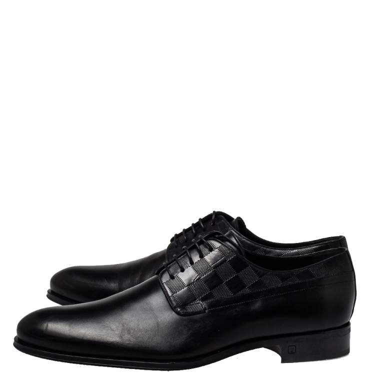 Pre Owned Louis Vuitton Black Leather Haussmann  Derby Size 44