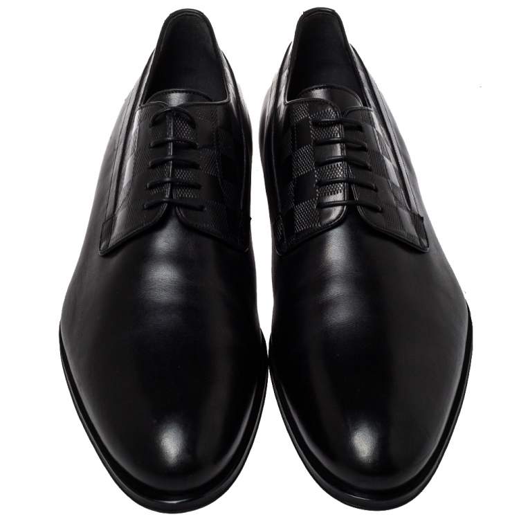 Pre Owned Louis Vuitton Black Leather Haussmann  Derby Size 44