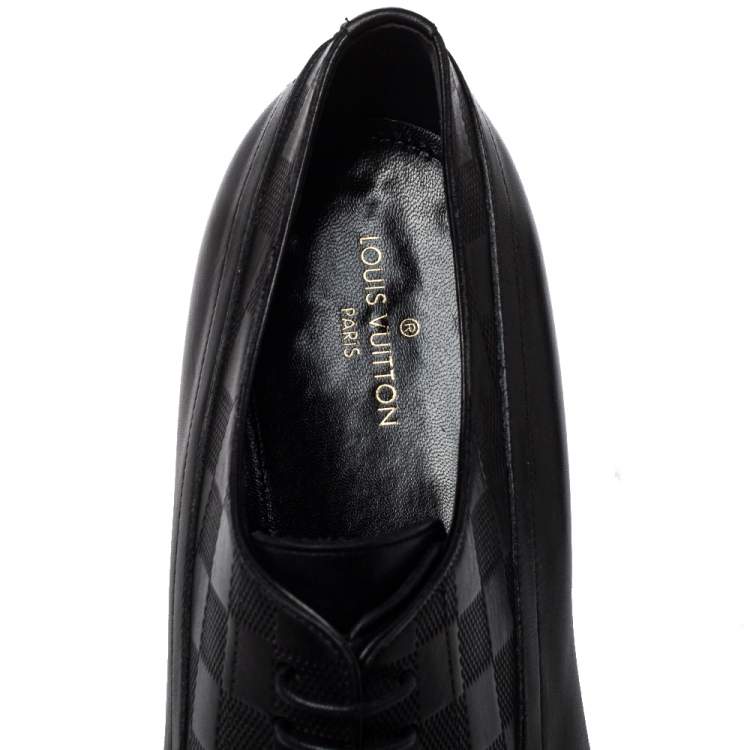 Pre Owned Louis Vuitton Black Leather Haussmann  Derby Size 44