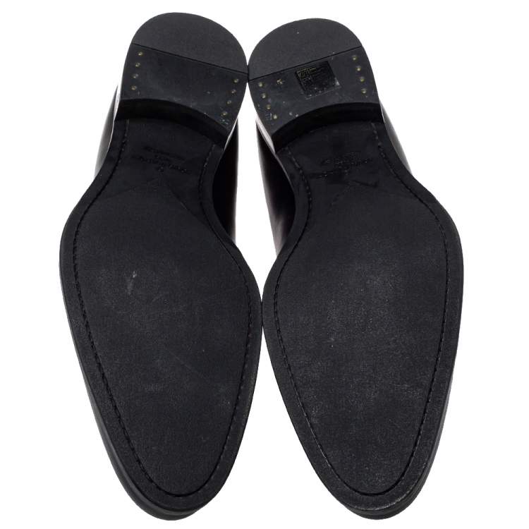 Pre Owned Louis Vuitton Black Leather Haussmann  Derby Size 44