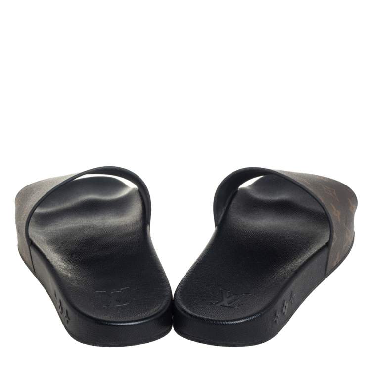 Pre Owned Louis Vuitton Brown Monogram Waterfront Slide Sandals Size 43