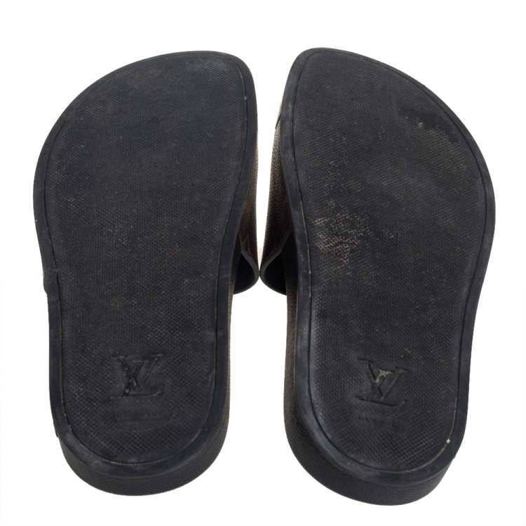 Pre Owned Louis Vuitton Brown Monogram Waterfront Slide Sandals Size 43