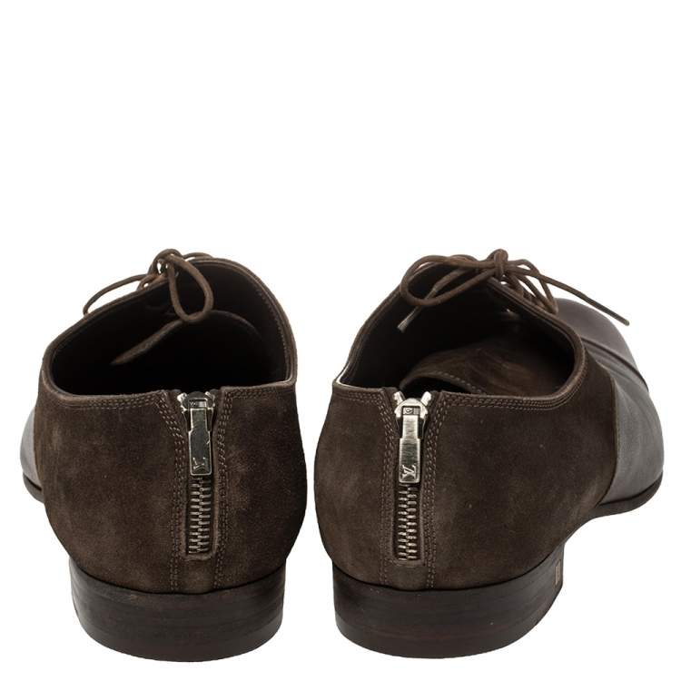 مملوكة مسبقًا Louis Vuitton Brown Suede and Leather Ardoise Atlas Oxfords Size 42