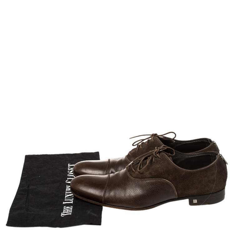 مملوكة مسبقًا Louis Vuitton Brown Suede and Leather Ardoise Atlas Oxfords Size 42