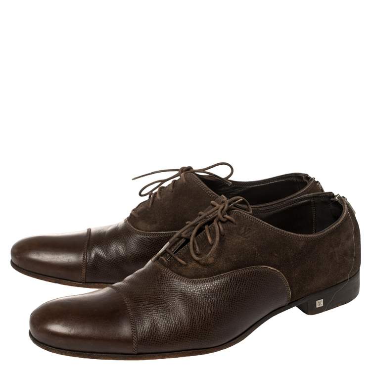 مملوكة مسبقًا Louis Vuitton Brown Suede and Leather Ardoise Atlas Oxfords Size 42
