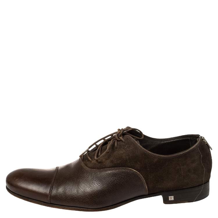 مملوكة مسبقًا Louis Vuitton Brown Suede and Leather Ardoise Atlas Oxfords Size 42