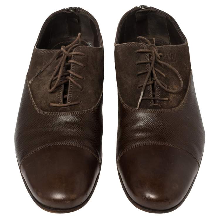 مملوكة مسبقًا Louis Vuitton Brown Suede and Leather Ardoise Atlas Oxfords Size 42