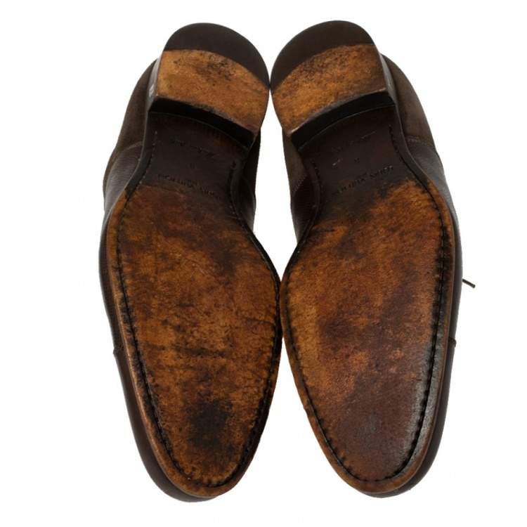 مملوكة مسبقًا Louis Vuitton Brown Suede and Leather Ardoise Atlas Oxfords Size 42